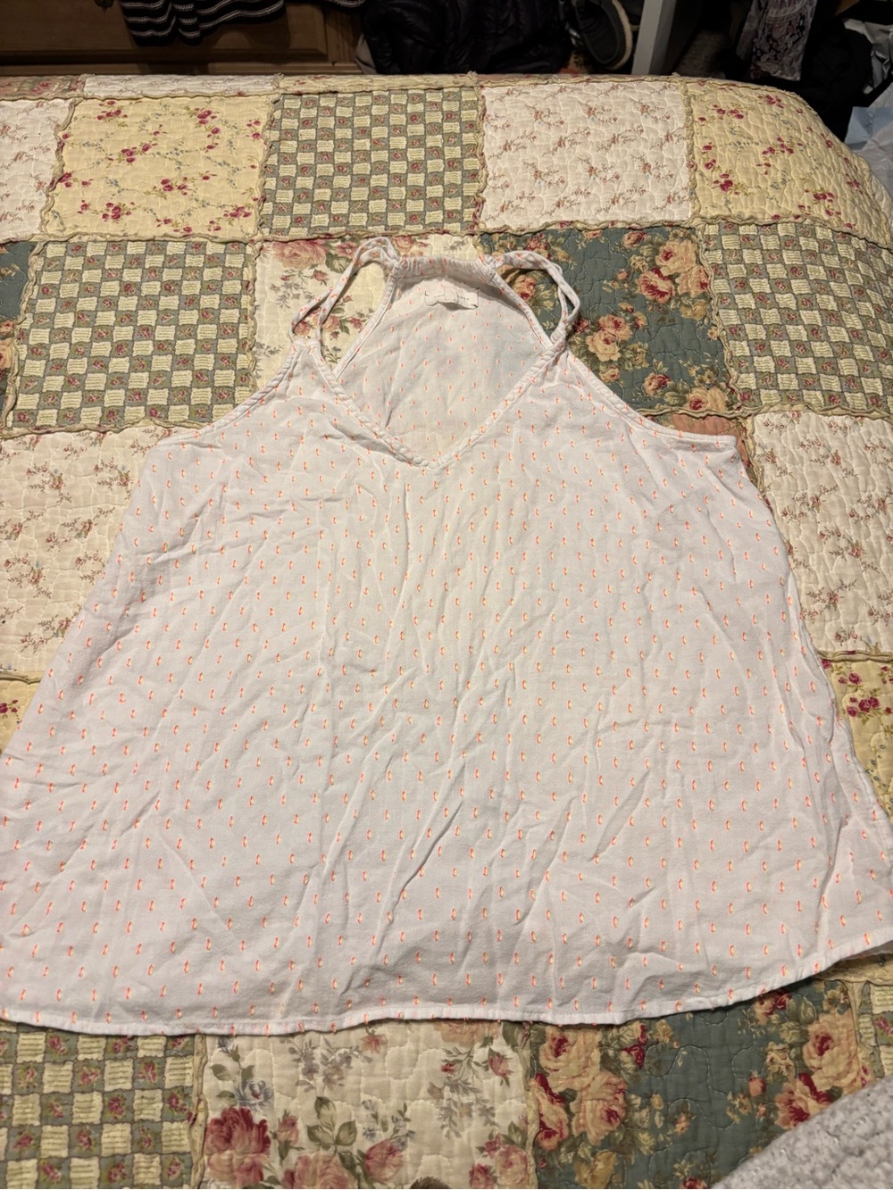 Lou & Grey White Cami with Coral Dot Print